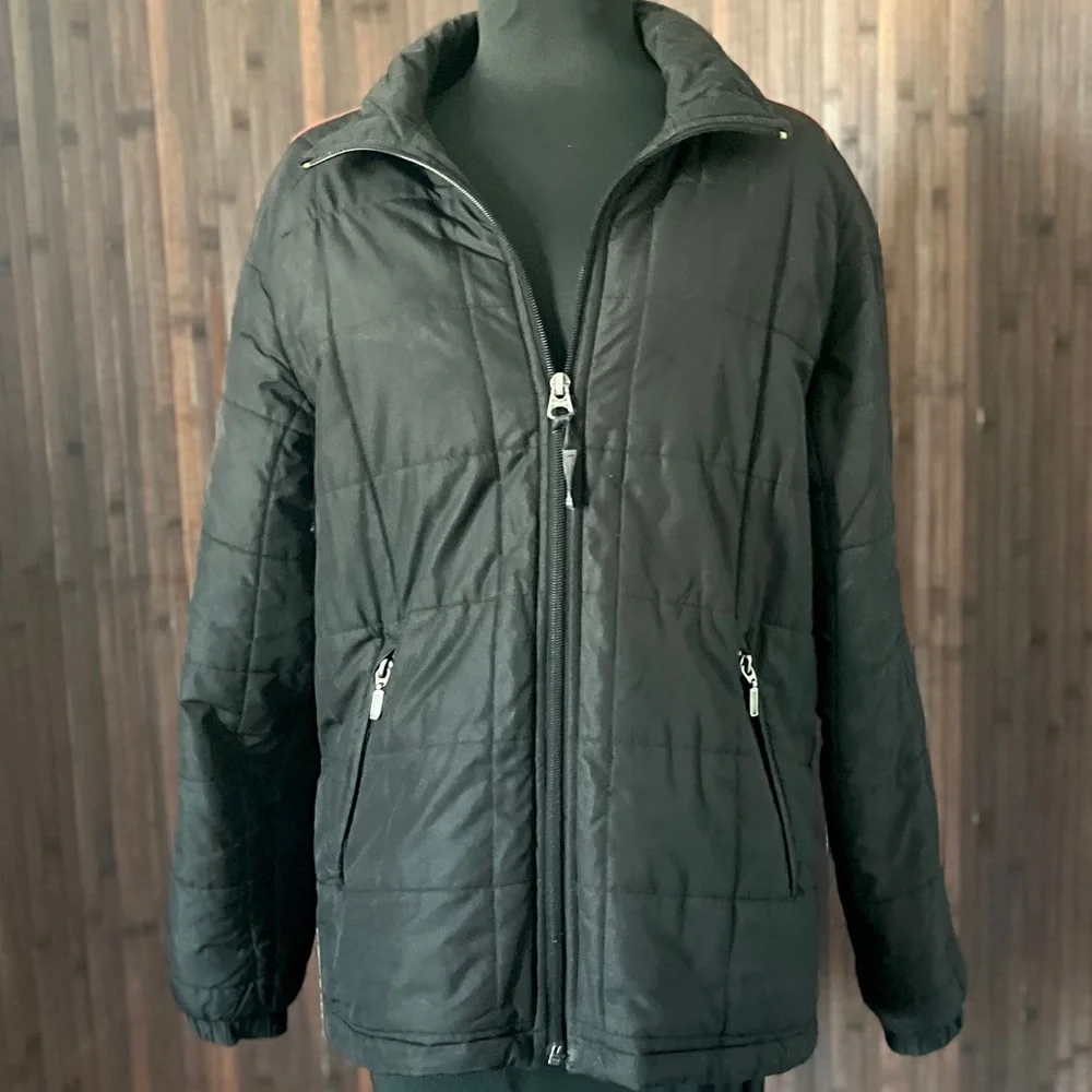 Vintage Women’s Ski Jacket Snow Jacket Puffer 70s 80s Racer Stripe Black Red M L - Picture 8 of 9